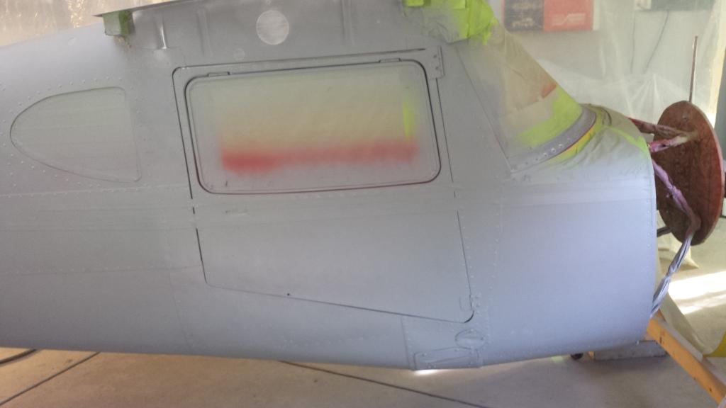 Sealed the area of red paint beyond the striping, so that the silver would be painted over a uniform basecolor