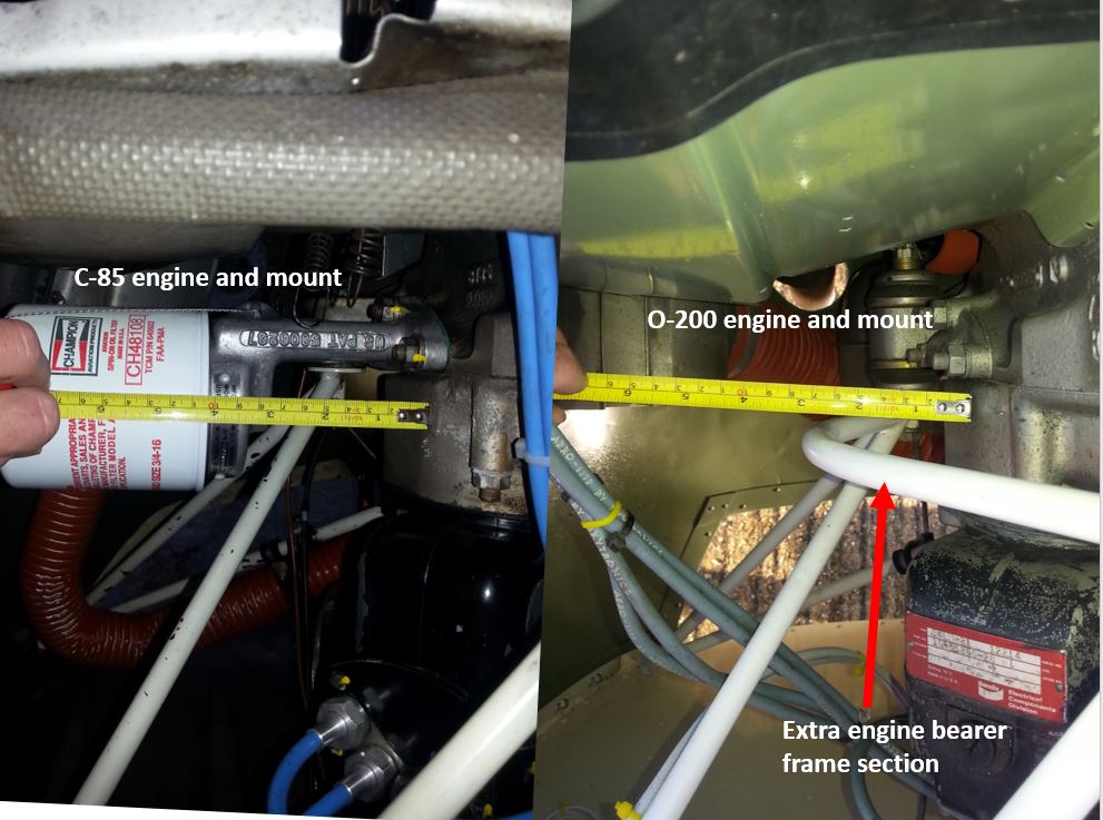 C-85 and O-200 engine frame comparison.JPG